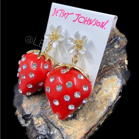 Betsey Johnson Berrylicious Strawberry Drop Earrings - Picture 5 of 16